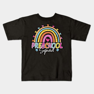 Back To School Preschool Squad Rainbow Teachers Kids T-Shirt